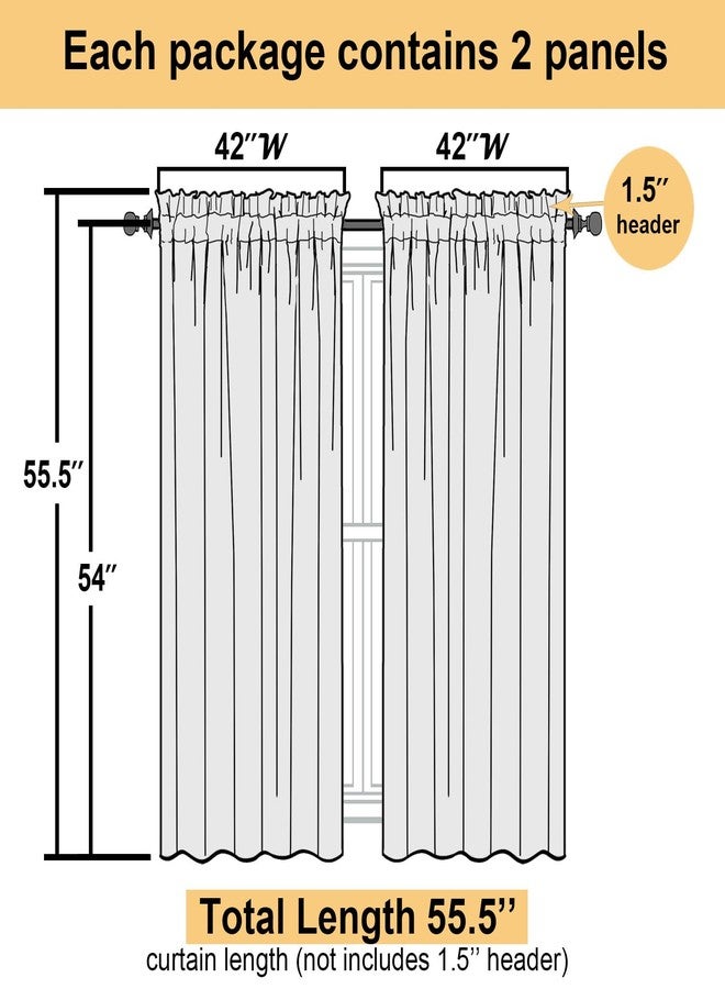 Lecloud ستائر شفافة بيضاء من Lecloud، طولها 54 بوصة، قطعتان، ستائر فوال لغرف النوم، ستائر خفيفة الوزن ذات جيب مزدوج للعمود، مقاس كل قطعة 42 × 54 بوصة - Image 4